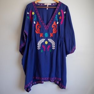 Nanette Lepore blue embroidered swim coverup
